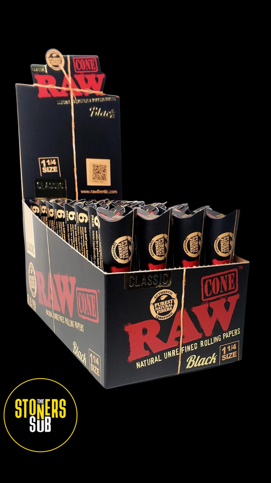 Limited Edition RAW Black 6in1 Pre Rolled Cones 1 1/4 Size