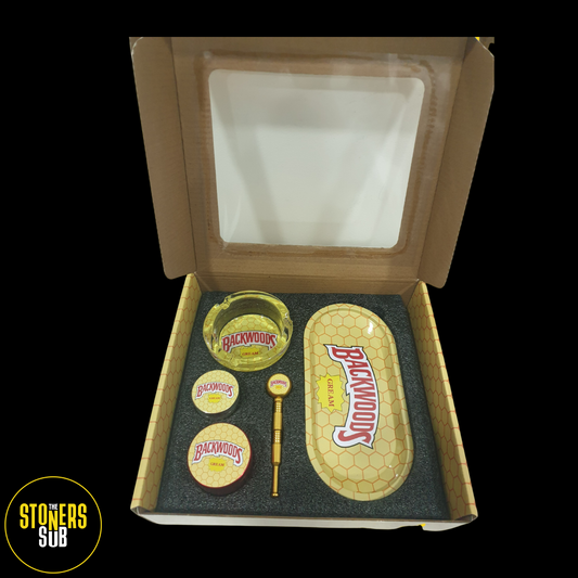 Yellow Backwoods Glass Tray & Glass Ashtray Bundle