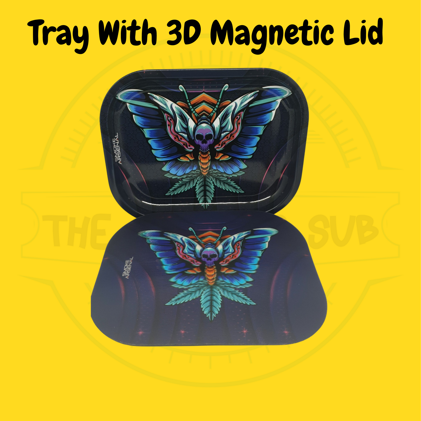 Blue Butterfly Mini Rolling Tray With 3D Magnetic Lid