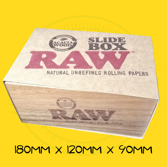 RAW Acacia Wooden Box With Sliding Storage!