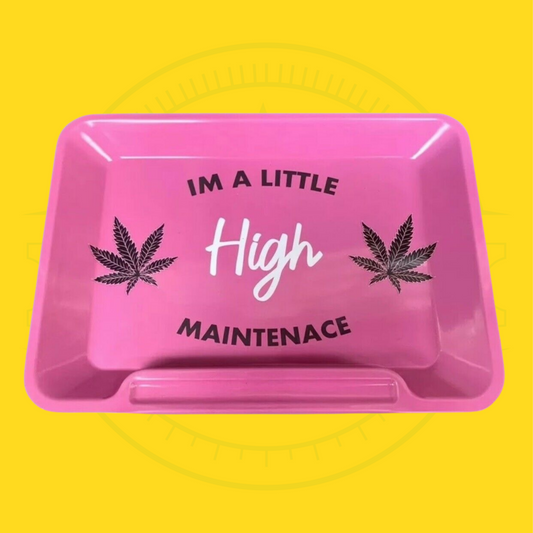 Pink High Maintenance Mini Rolling Tray With Spliff Holder